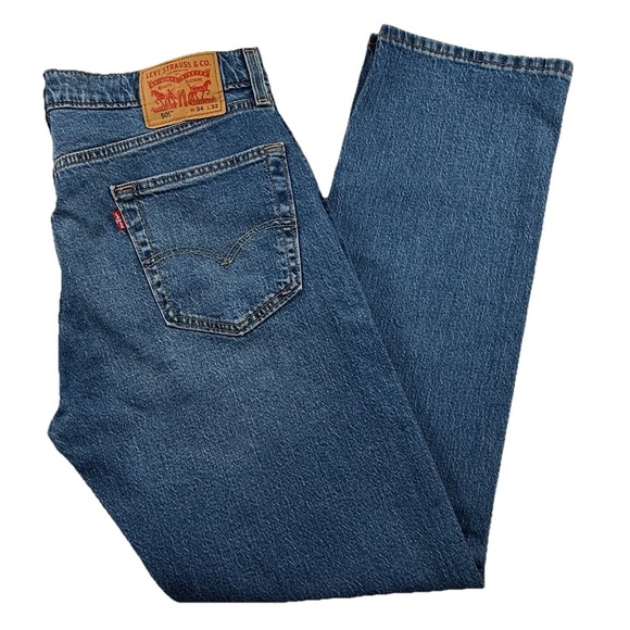 Levis 505 Jeans Mens 34x32 Medium Wash Denim Regular Fit Straight Leg New - Picture 1 of 6